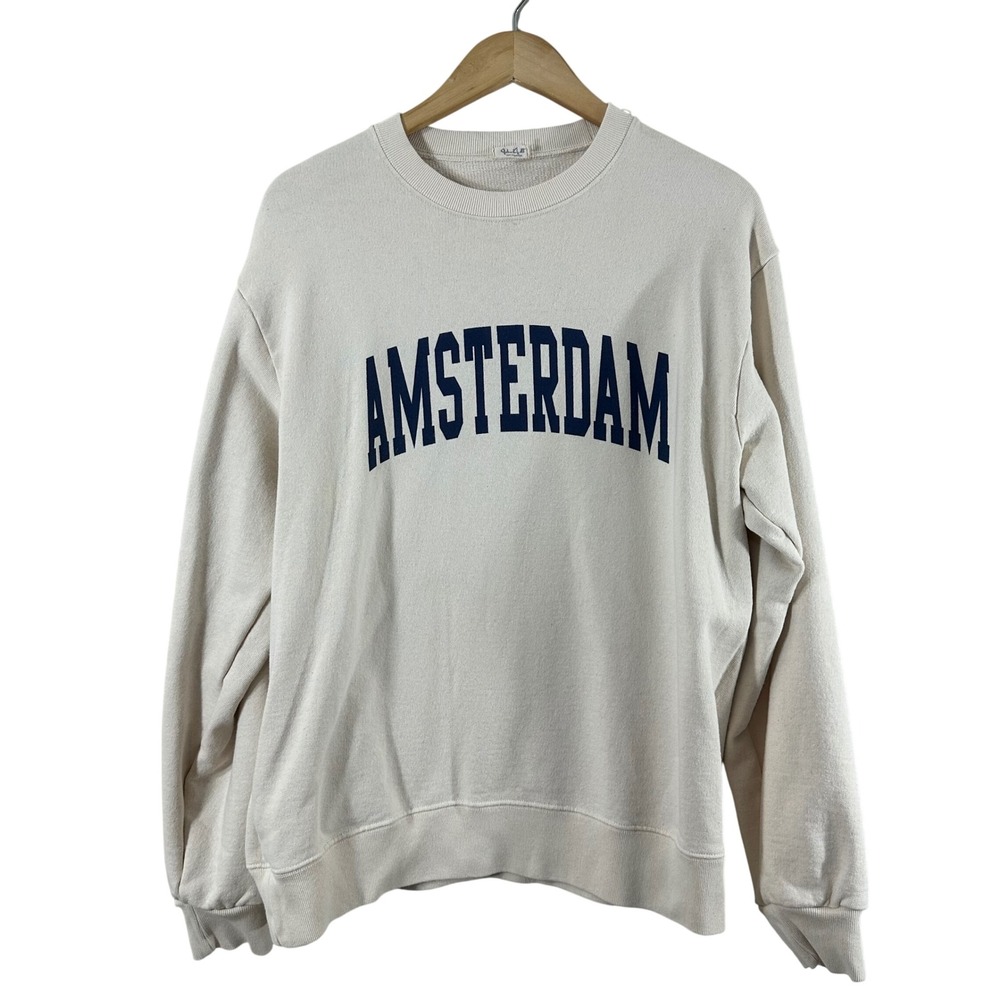 John Galt Brandy Melville Amsterdam Oversized Sweatshirt Cream Women OS